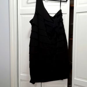 One shoulder ruffled mini dress